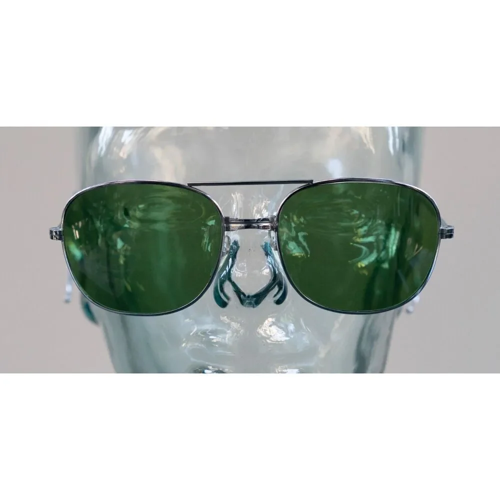 Vintage USAF United States Air Force Aviator Sunglasses Silver‎ Wrap Around Rare